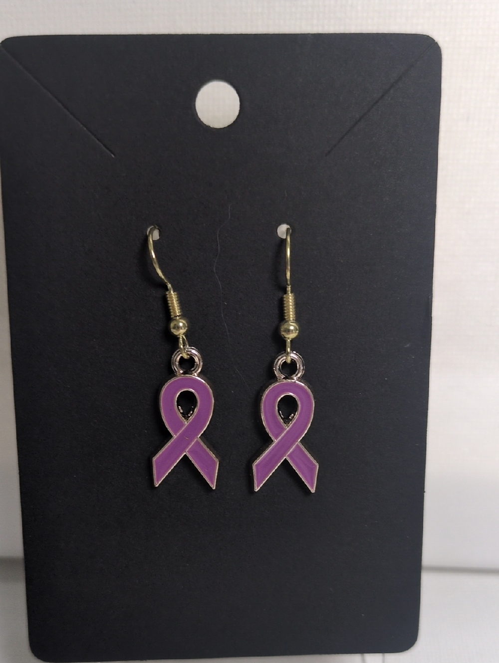 Purple Ribbon Dangle Earrings - Women Jewelry